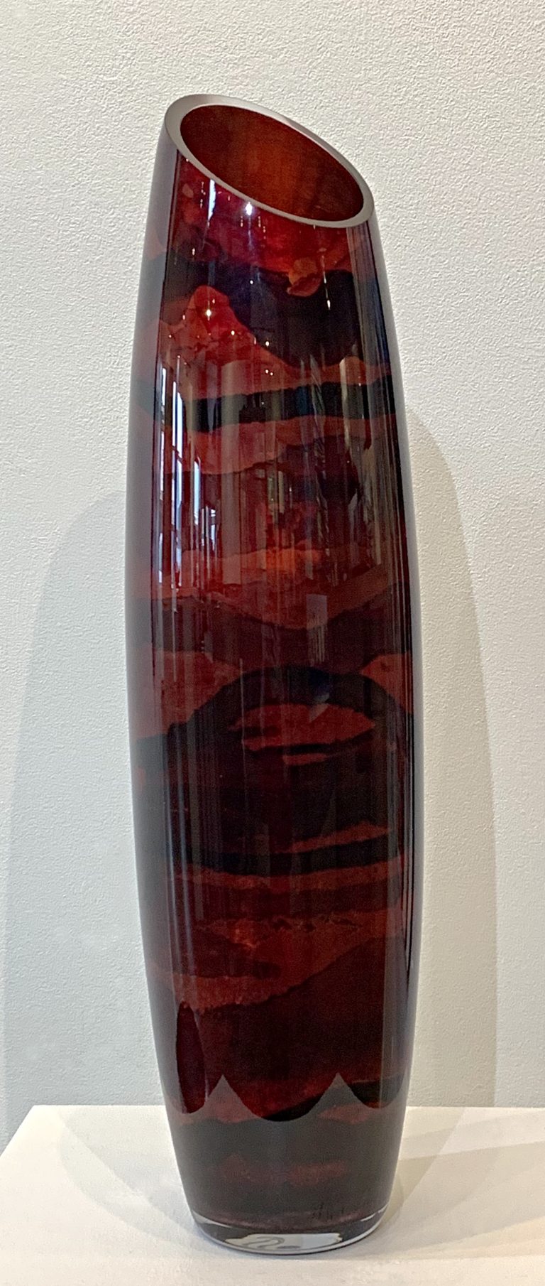 Medium red bullet vase, hand gilded by David Graff | Effusion Art Gallery + Cast Glass Studio, Invermere BC