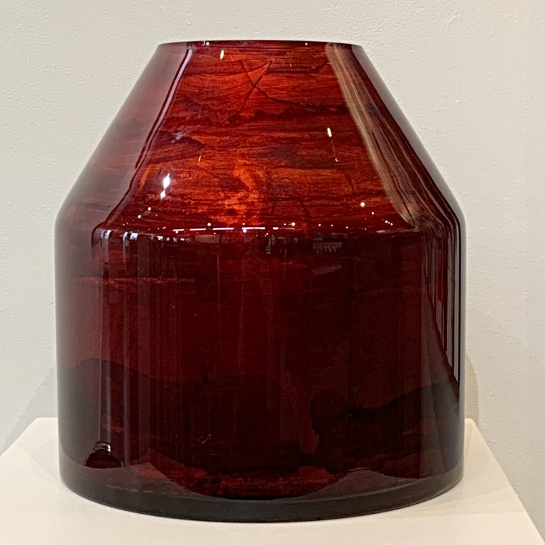 Large red vase, hand gilded by David Graff | Effusion Art Gallery + Cast Glass Studio, Invermere BC