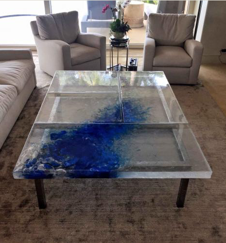 Heather Cuell custom cast glass coffee table