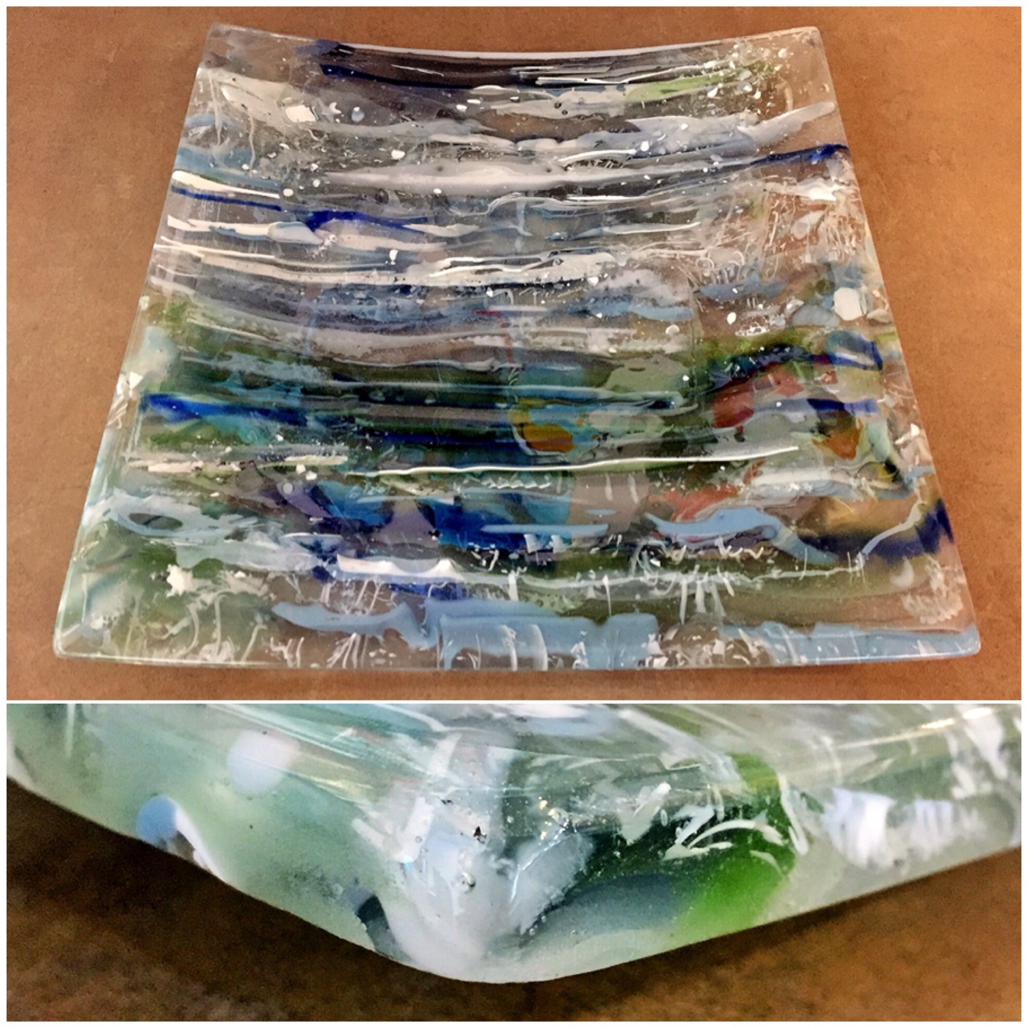 Wetland Reflections, cast glass platter by Heather Cuell | Effusion Art Gallery + Cast Glass Studio, Invermere BC