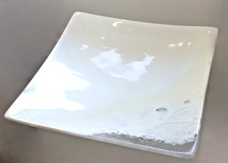 Snow Captured cast glass platter by Heather Cuell