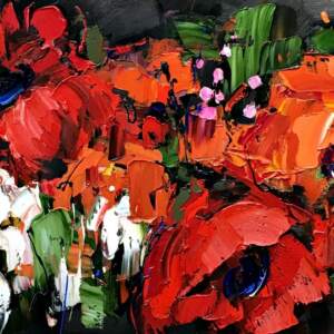 Not for the Faint of Heart, flower painting by Kimberly Kiel | Effusion Art Gallery + Cast Glass Studio, Invermere BC