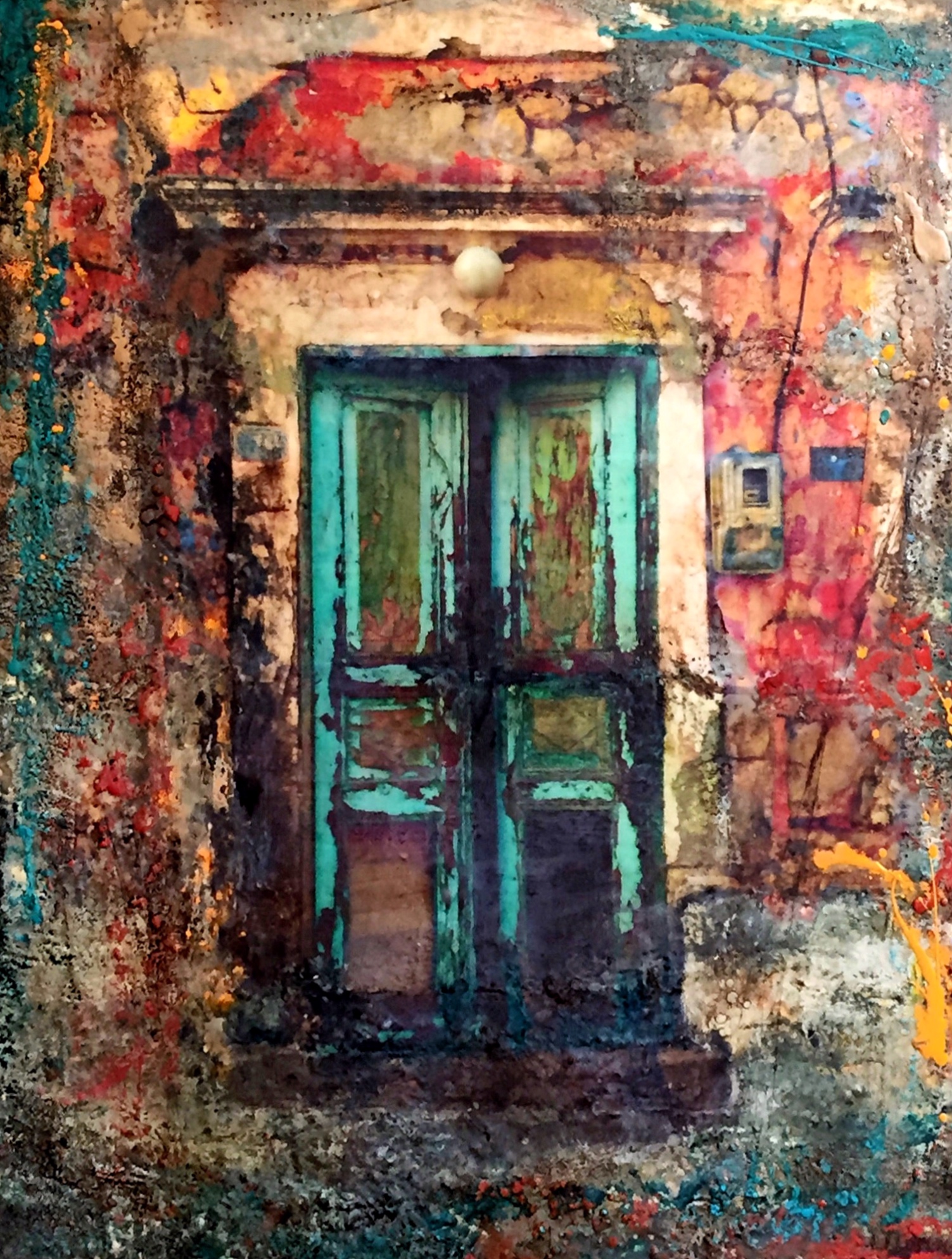 Ancient Doors of Greece, encaustic painting by Lee Anne LaForge | Effusion Art Gallery + Cast Glass Studio, Invermere BC