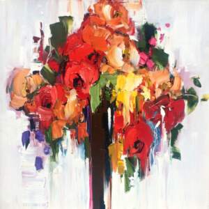 The Party's Not Over, flower painting by Kimberly Kiel | Effusion Art Gallery + Cast Glass Studio, Invermere BC