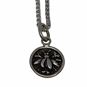 Handmade sterling silver bee pendant by Karyn Chopik | Effusion Art Gallery + Cast Glass Studio, Invermere BC