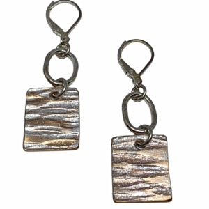 Handmade sterling silver and pearlized copper earrings by Karyn Chopik | Effusion Art Gallery + Cast Glass Studio, Invermere BC