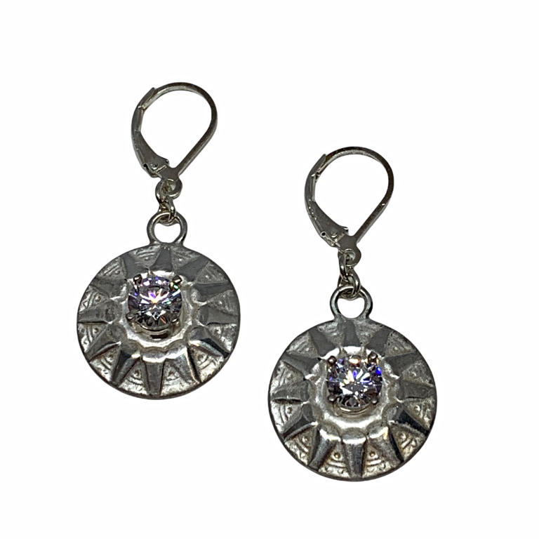 Handmade sterling and CZ earrings by Karyn Chopik | Effusion Art Gallery + Cast Glass Studio, Invermere BC