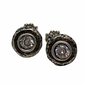 Handmade sterling and CZ earrings by Karyn Chopik | Effusion Art Gallery + Cast Glass Studio, Invermere BC