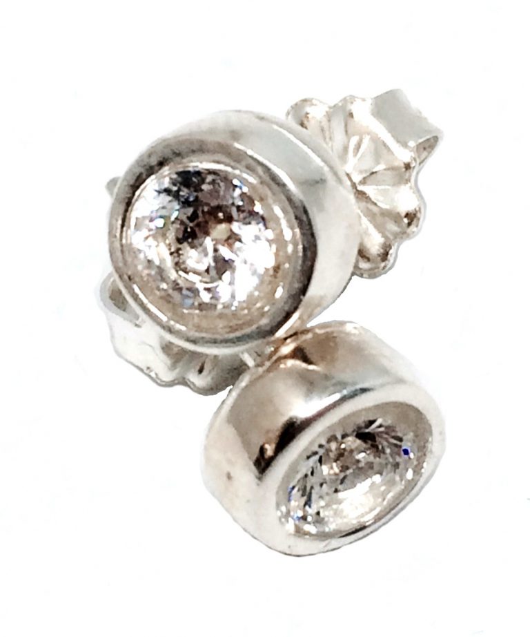 Sterling silver and CZ stud earrings by Karyn Chopik | Effusion Art Gallery + Cast Glass Studio, Invermere BC