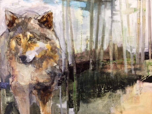 Wolf painting by Sarinah Haba | Effusion Art Gallery + Cast Glass Studio, Invermere BC
