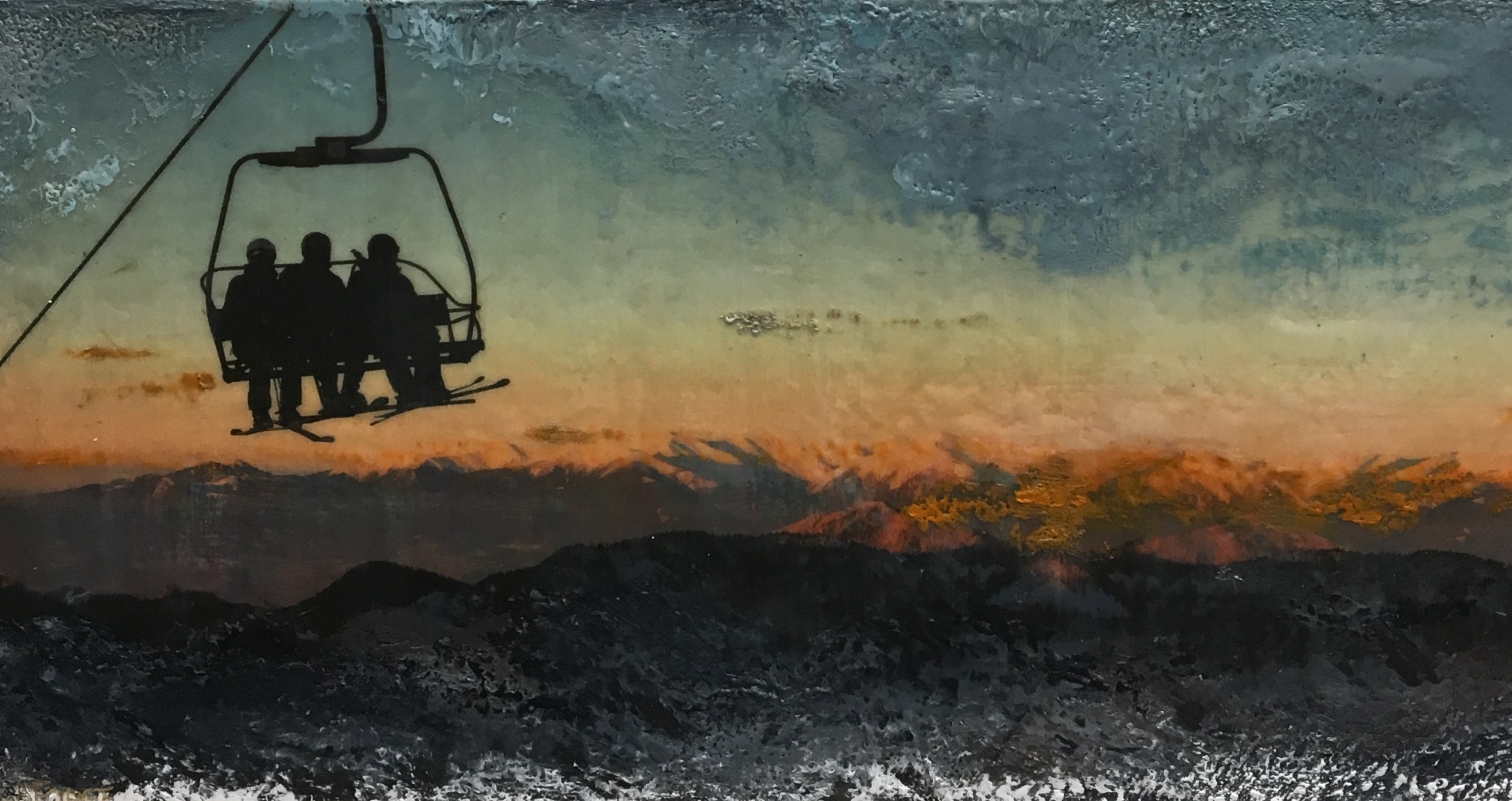 Hitting the Slopes 2 by Lee Anne LaForge, encaustic | Effusion Art Gallery + Cast Glass Studio, Invermere BC