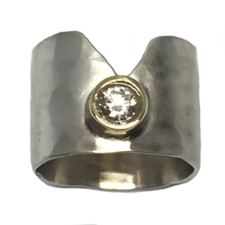 Karyn Chopik Sterling Silver, Bronze, and CZ Ring | Effusion Art Gallery + cast Glass Studio, Invermere BC