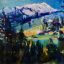Fairmont Mountain from Coy's Hill, acrylic painting by Verne Busby | Effusion Art Gallery + Cast Glass Studio, Invermere BC