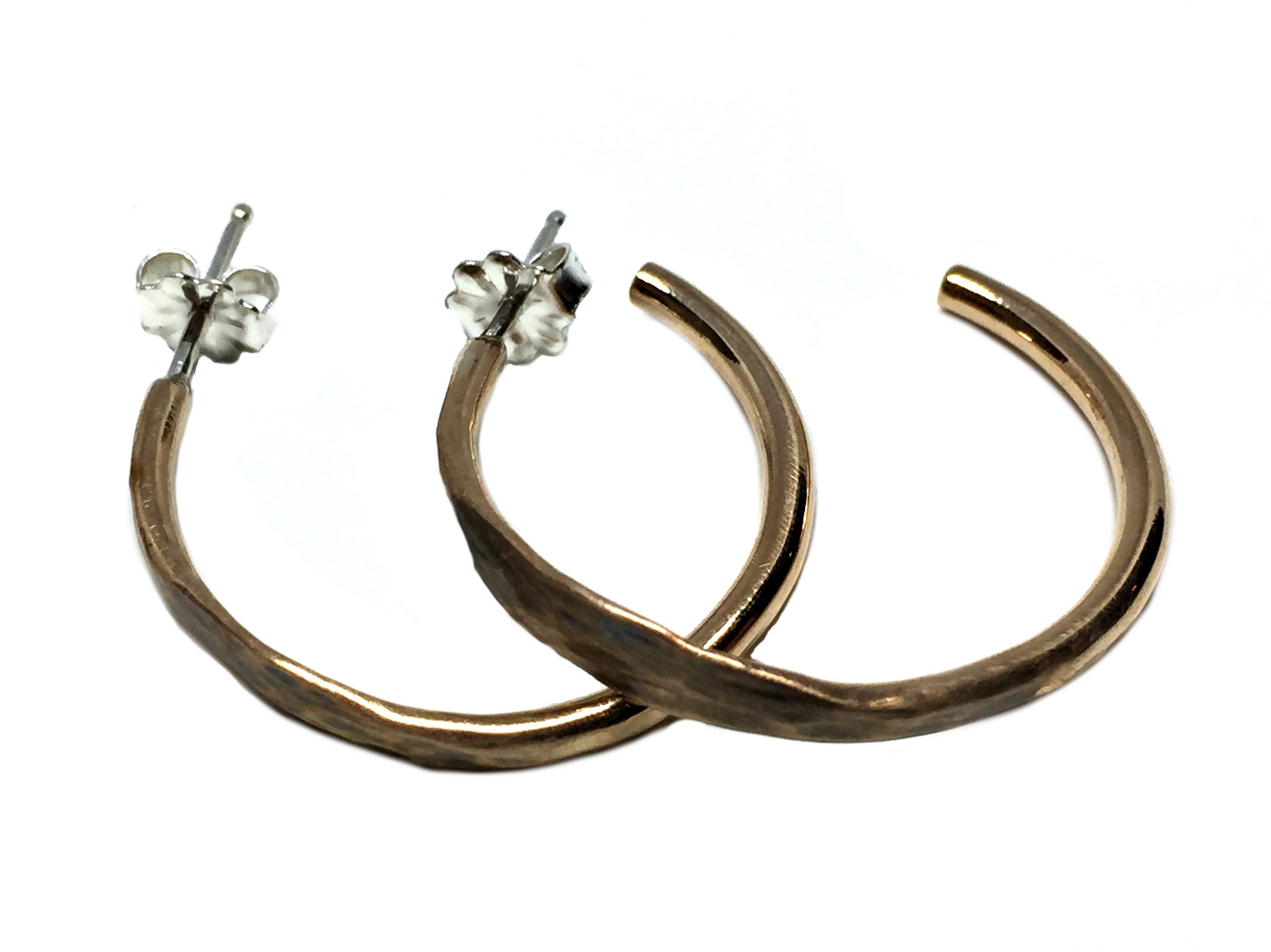 Small Bronze Hammered Hoop Earrings by Karyn Chopik | Effusion Art Gallery + Cast Glass Studio, Invermere BC