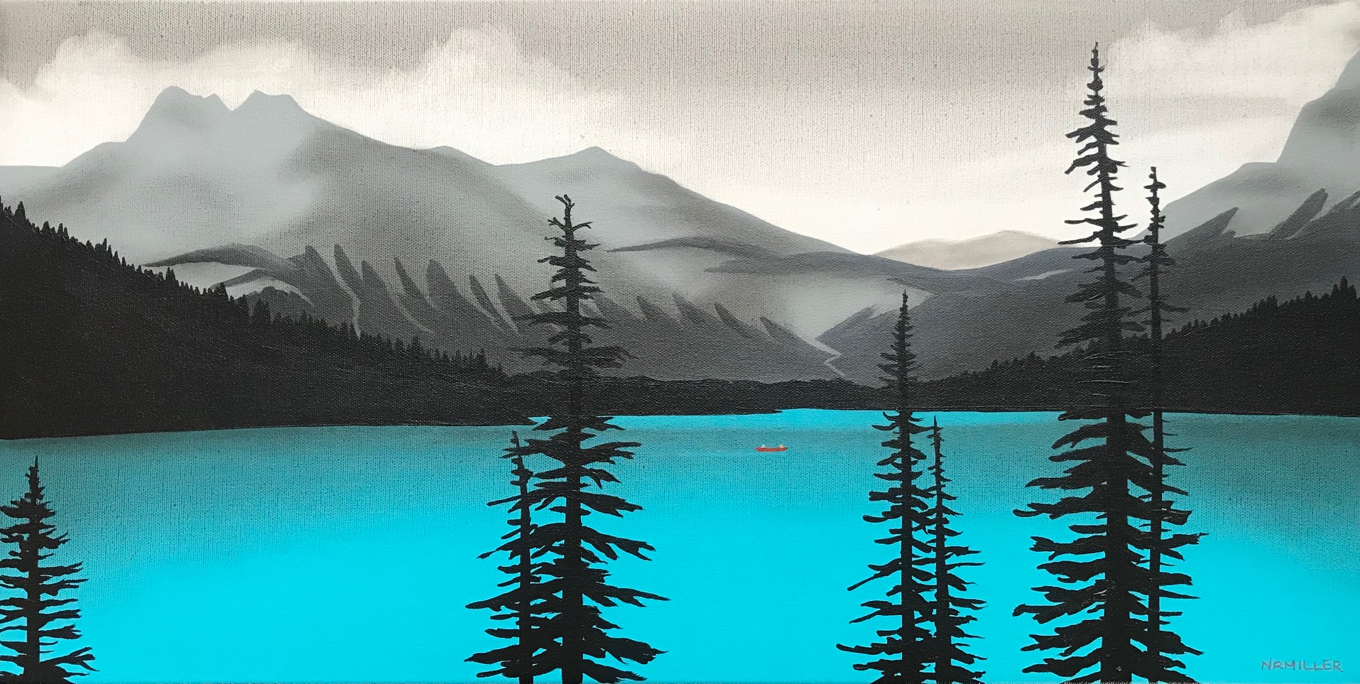 The Allure of Emerald Lake, mixed media painting by Natasha Miller | Effusion Art Gallery + Cast Glass Studio, Invermere BC