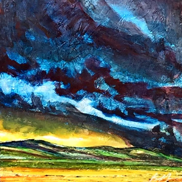 Summer Brooding, mixed media landscape painting by David Zimmerman | Effusion Art Gallery + Cast Glass Studio, Invermere BC