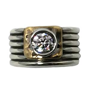Sterling silver, bronze, and CZ Karyn Chopik ring | Effusion Art Gallery + Cast Glass Studio, Invermere BC