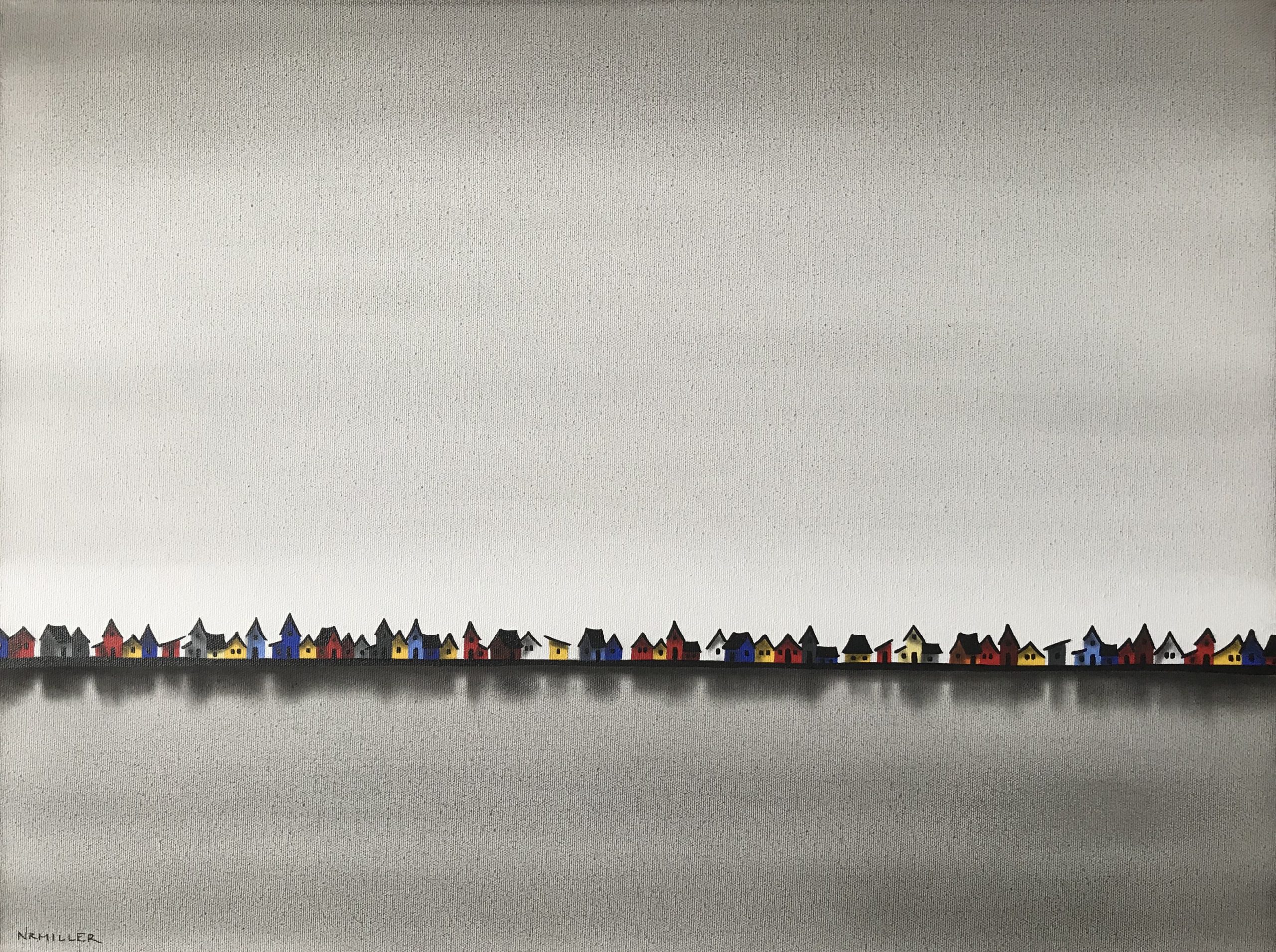 The People Were Singin', mixed media landscape painting by Natasha Miller | Effusion Art Gallery + Cast Glass Studio, Invermere BC