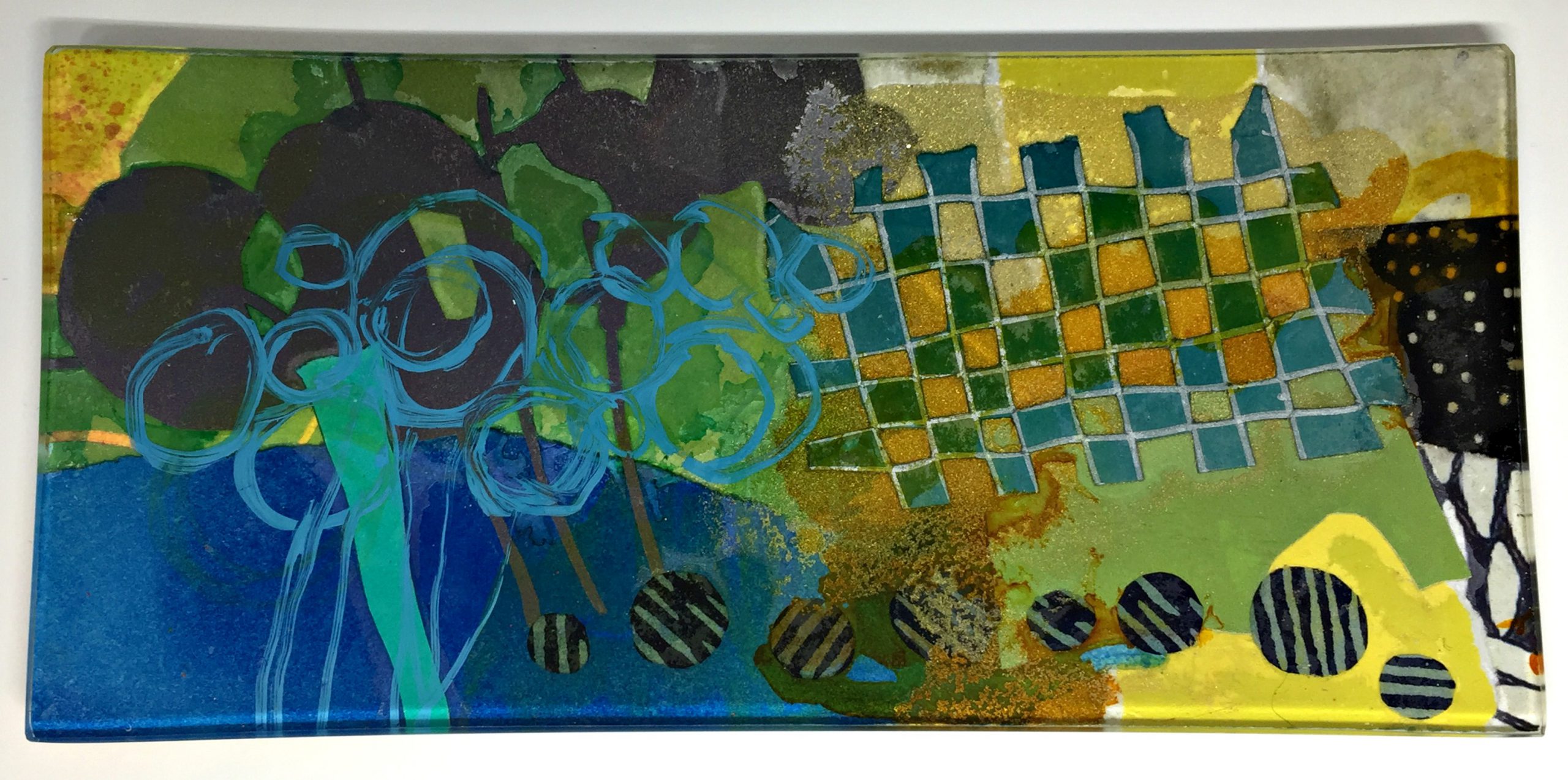 View Over Fields, glass mini platter by Julie Bell | Effusion Art Gallery + Cast Glass Studio, Invermere BC