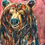 Some Vocabulary, mixed media bear painting by David Zimmerman | Effusion Art Gallery + Cast Glass Studio, Invermere BC