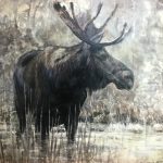 Moose, limited edition encaustic print by Paul Garbett | Effusion Art Gallery + Cast Glass Studio, Invermere BC