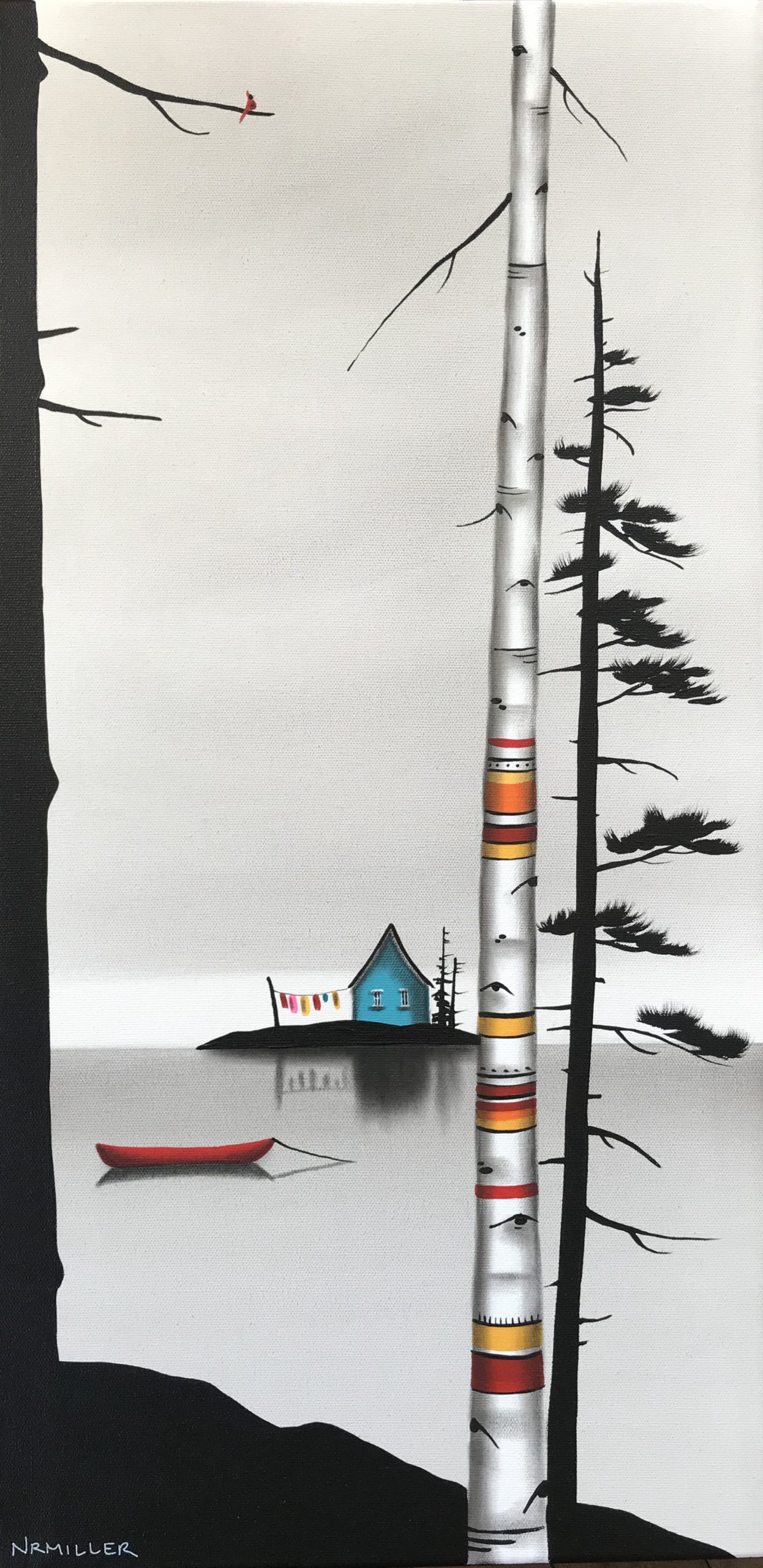 The Canadian Riviera, mixed media landscape painting by Natasha Miller | Effusion Art Gallery + Cast Glass Studio, Invermere BC