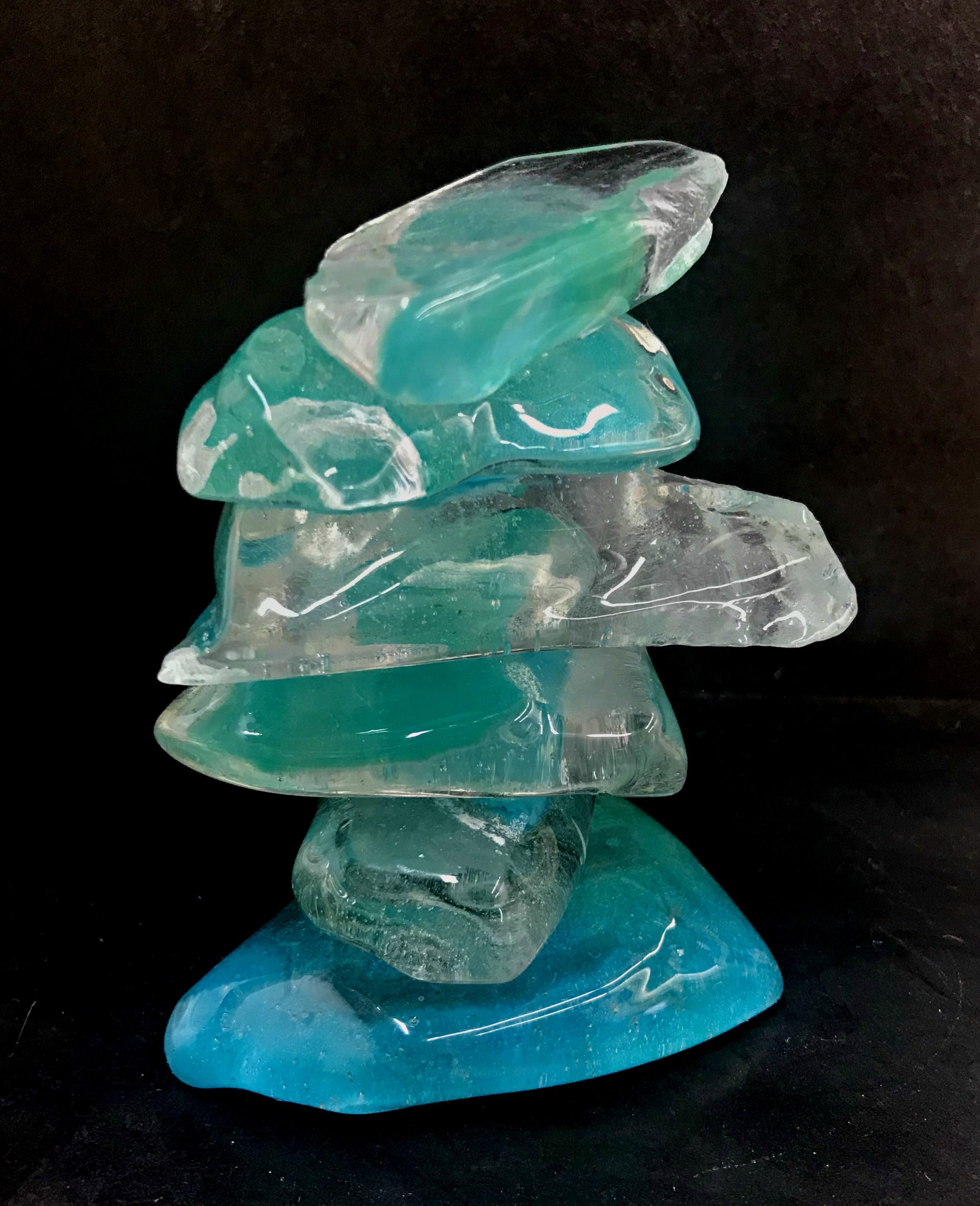 Rocky Mountain Cairn 7, cast glass sculpture by Heather Cuell | Effusion Art Gallery + Cast Glass Studio, Invermere BC