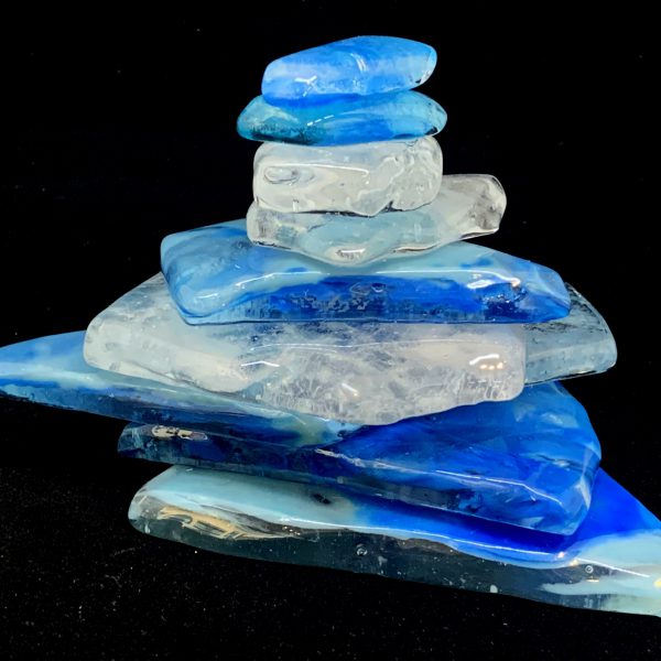 Cast Glass Rocky Mountain Cairn 23 sculpture by Heather Cuell | Effusion Art Gallery + Cast Glass Studio, Invermere BC