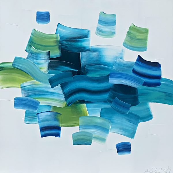 Blue Waves, original abstract painting by Stephanie Rivet | Effusion Art Gallery + Cast Glass Studio, Invermere BC