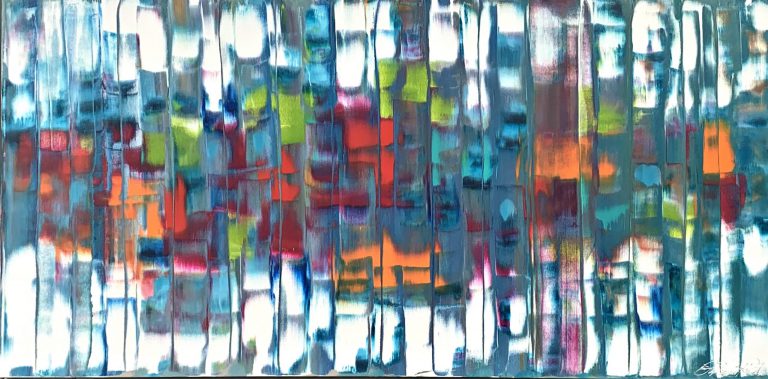 Happy Music, original abstract painting by Stephanie Rivet | Effusion Art Gallery + Cast Glass Studio, Invermere BC