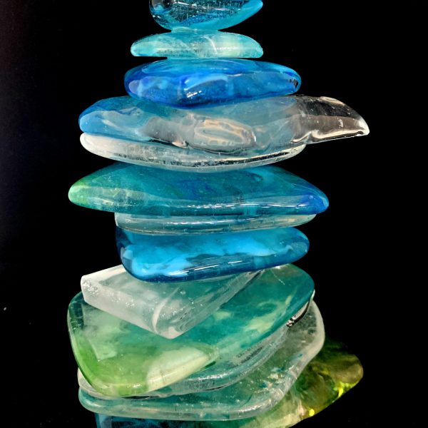 Cast glass Rocky Mountain Cairn sculpture #62 by Heather Cuell | Effusion Art Gallery + Cast Glass Studio, Invermere BC