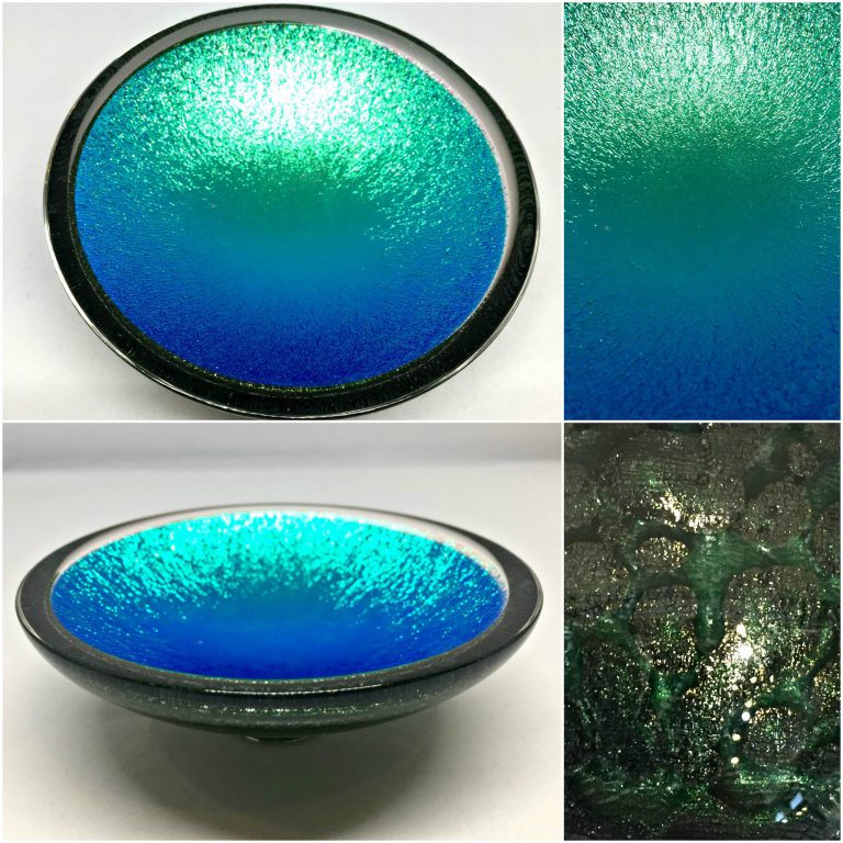 Thing of Beauty 3098, one-of-a-kind multichrome dichroic glass bowl by Jo Ludwig | Effusion Art Gallery + Glass Studio, Invermere BC