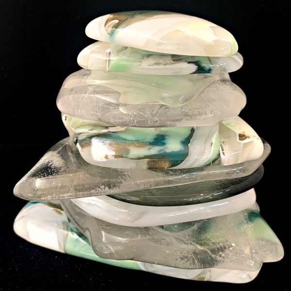 Cast glass Rocky Mountain Cairn sculpture 76 by Heather Cuell | Effusion Art Gallery + Cast Glass Studio, Invermere BC