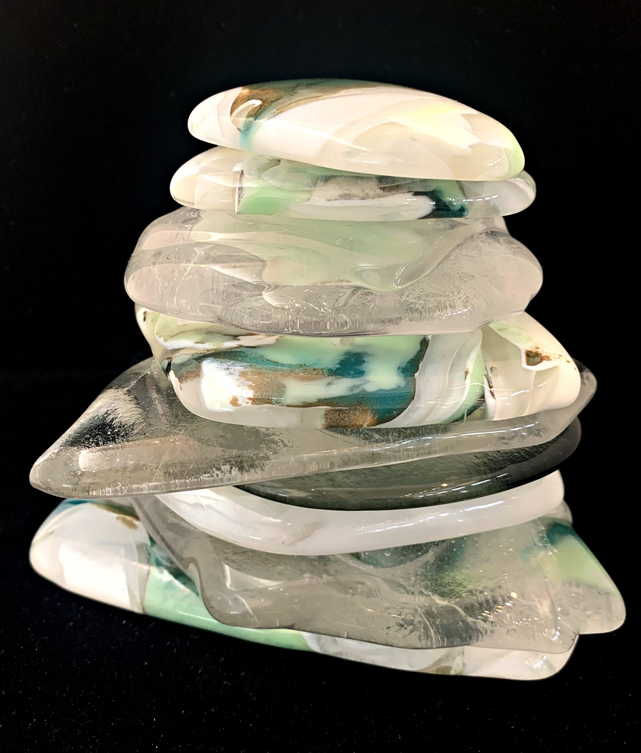Cast glass Rocky Mountain Cairn sculpture 76 by Heather Cuell | Effusion Art Gallery + Cast Glass Studio, Invermere BC