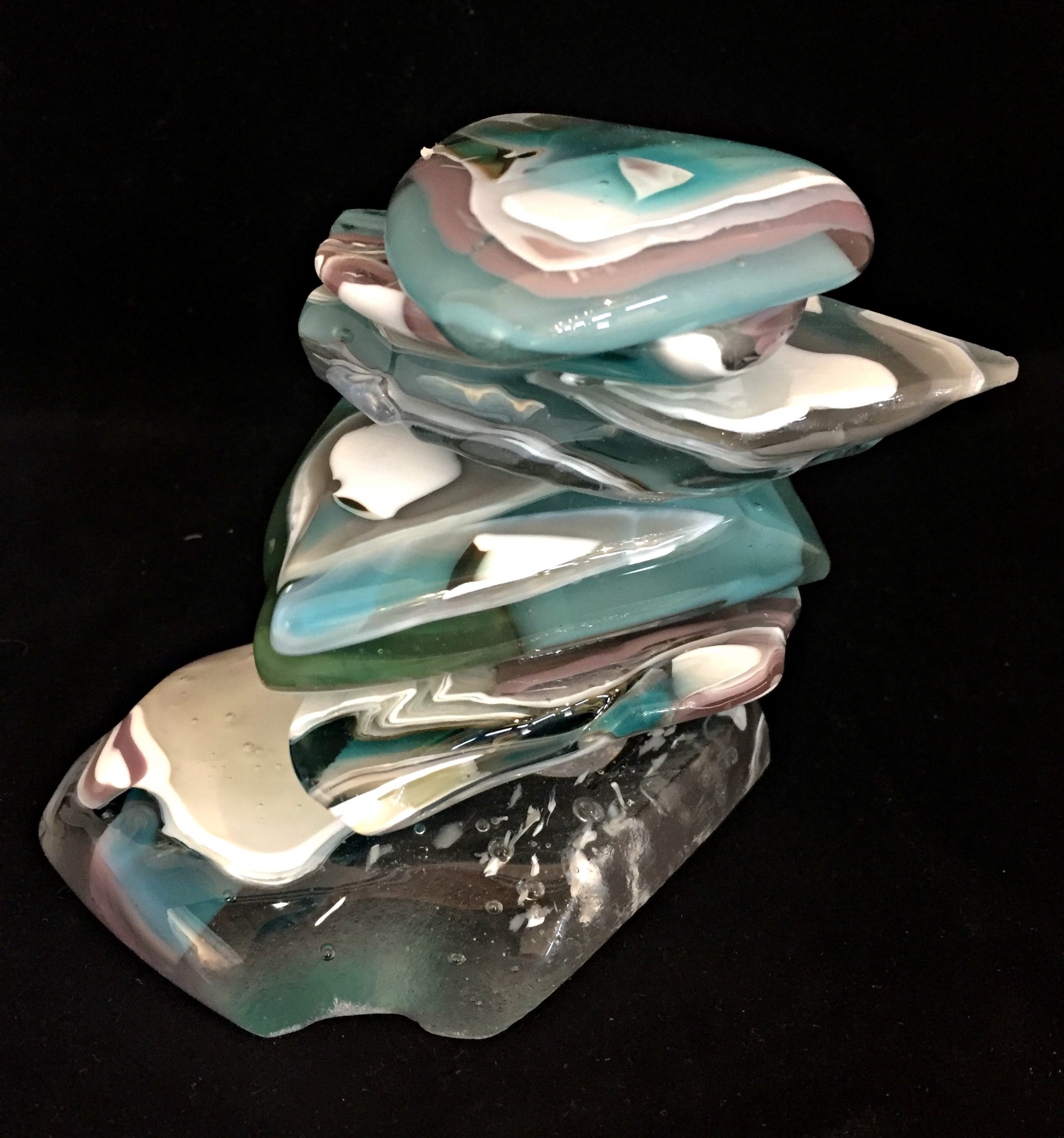 Rocky Mountain Cairn 49, cast glass sculpture by Heather Cuell | Effusion Art Gallery + Cast Glass Studio, Invermere BC