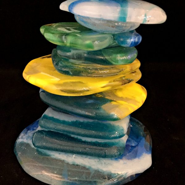 Rocky Mountain Cairn 50, cast glass sculpture by Heather Cuell | Effusion Art Gallery + Cast Glass Studio, Invermere BC