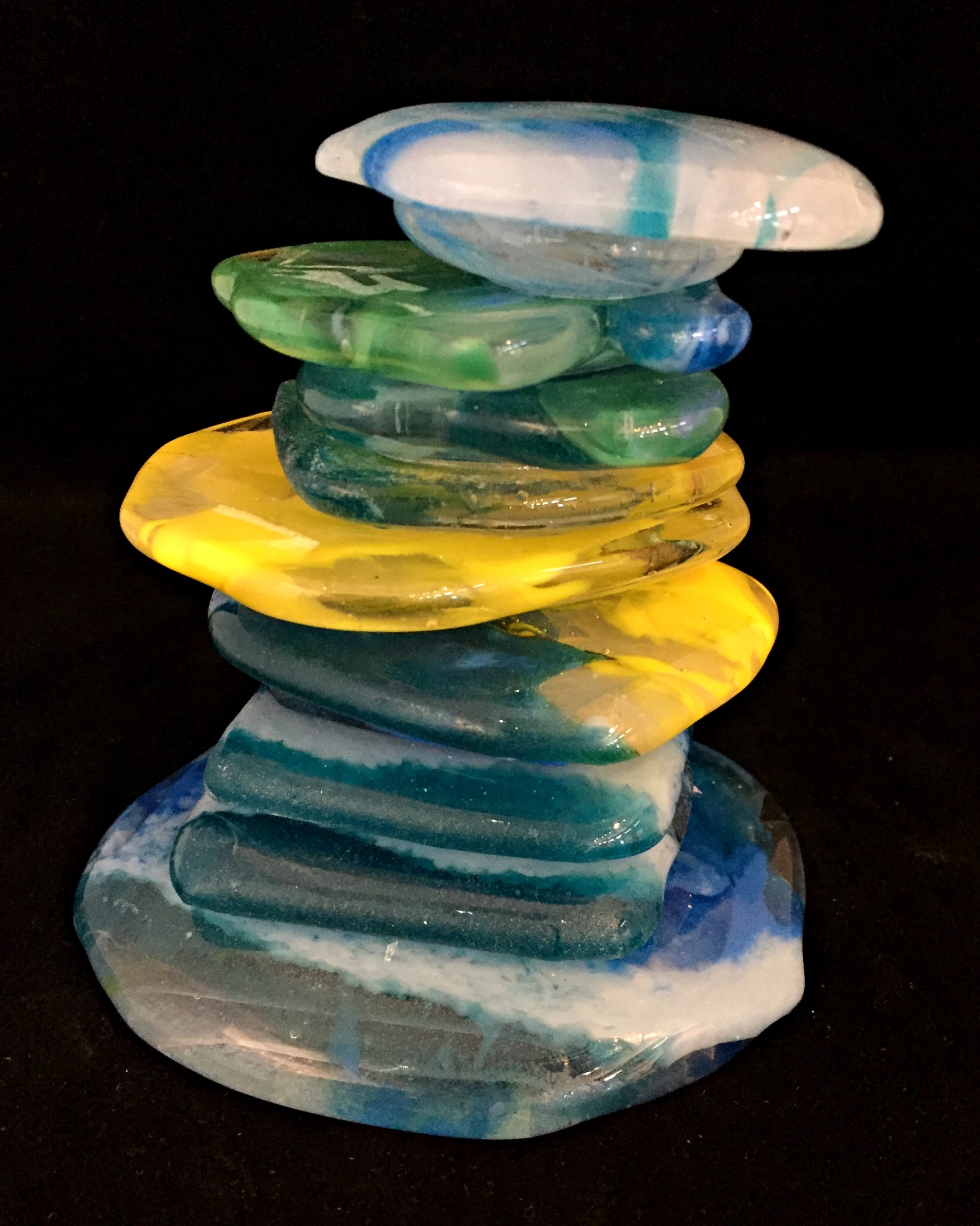 Rocky Mountain Cairn 50, cast glass sculpture by Heather Cuell | Effusion Art Gallery + Cast Glass Studio, Invermere BC