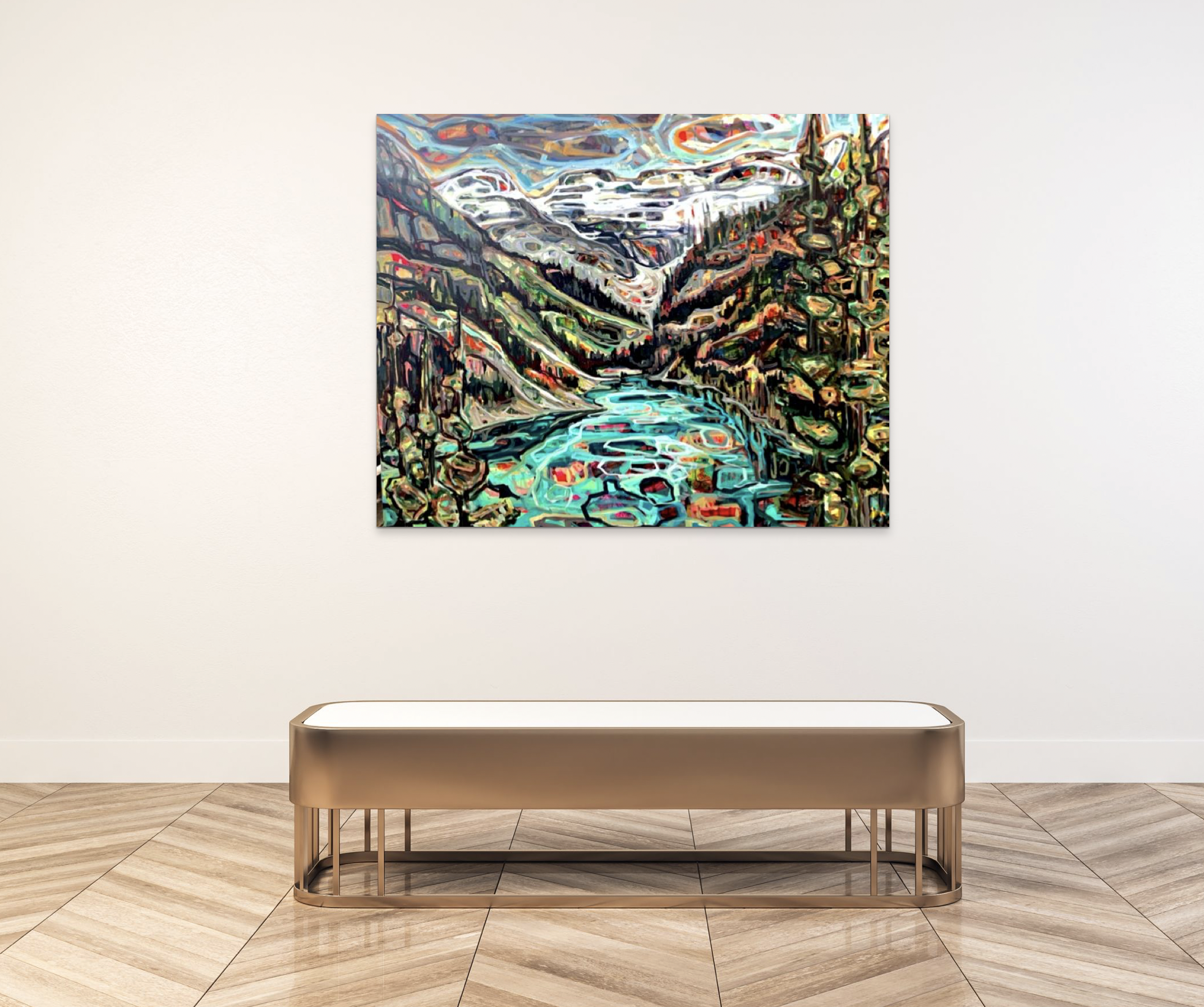 Lake Louise, acrylic painting by Sandy Kunze | Effusion Art Gallery + Cast Glass Studio, Invermere BC