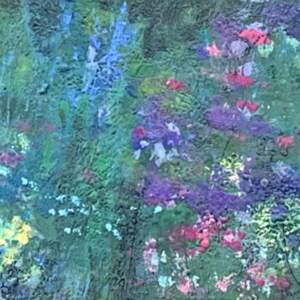 The Wildflower Garden, encaustic abstract flower painting by Lee Anne LaForge | Effusion Art Gallery + Cast Glass Studio, Invermere BC