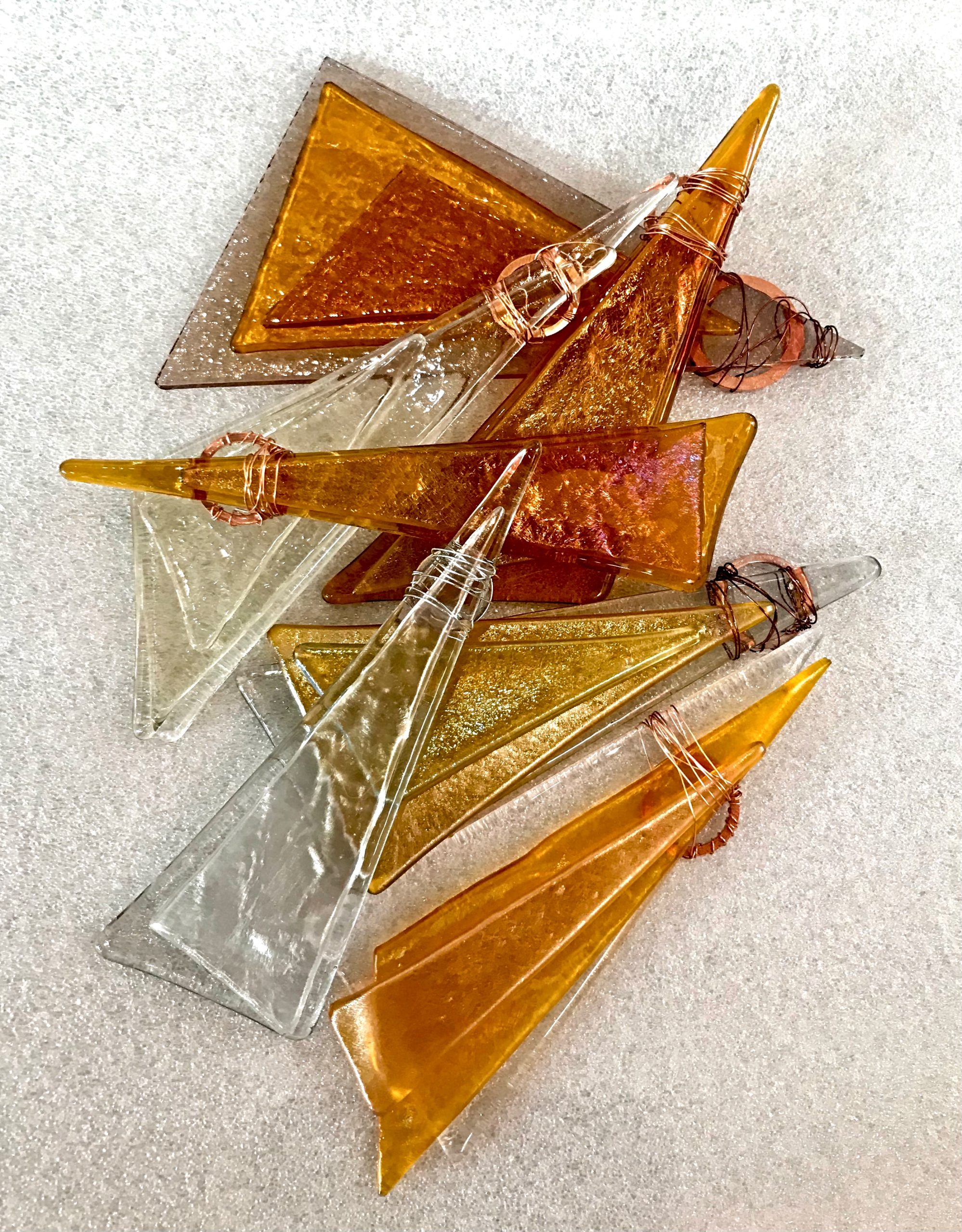 Cast glass Christmas tree ornaments by Heather Cuell | Effusion Art Gallery + Cast Glass Studio, Invermere BC