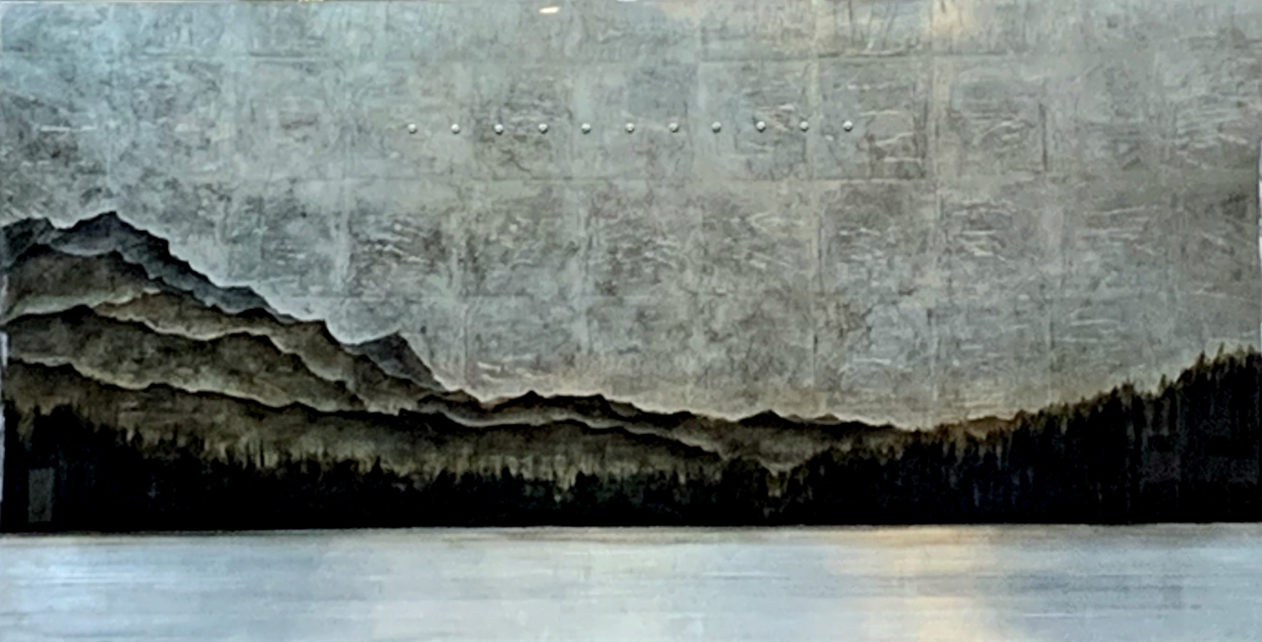 Quiet Shore, mixed media landscape painting by David Graff | Effusion Art Gallery + Cast Glass Studio, Invermere BC