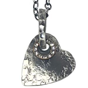 Sterling silver and CZ heart pendant by Karyn Chopik | Effusion Art Gallery + Cast Glass Studio, Invermere BC