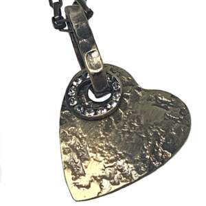 Bronze and CZ heart pendant by Karyn Chopik | Effusion Art Gallery + Cast Glass Studio, Invermere BC