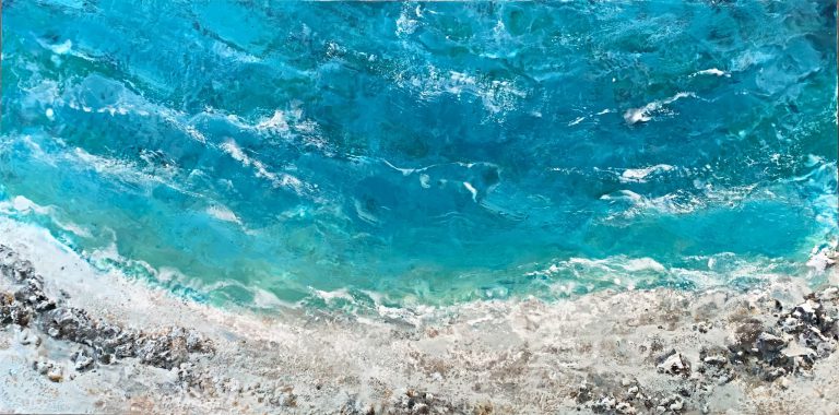 The Sea Calls My Name, encaustic ocean painting by Lee Anne LaForge | Effusion Art Gallery + Cast Glass Studio, Invermere BC