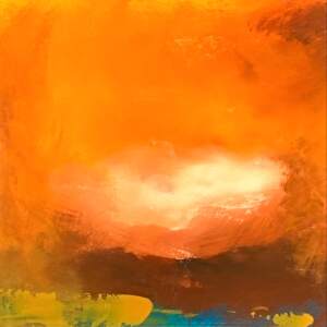 Ombak #12, mixed media painting by Jay Hodgins | Effusion Art Gallery + Cast Glass Studio, Invermere BC