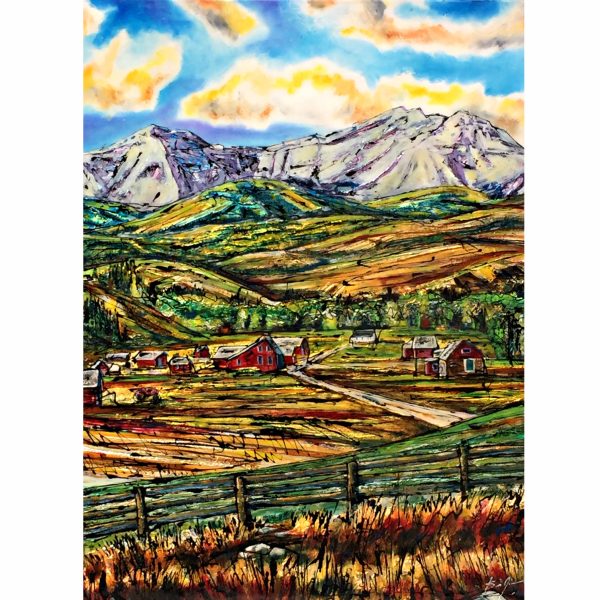 Late Summer Views, mixed media landscape painting by David Zimmerman | Effusion Art Gallery + Cast Glass Studio, Invermere BC