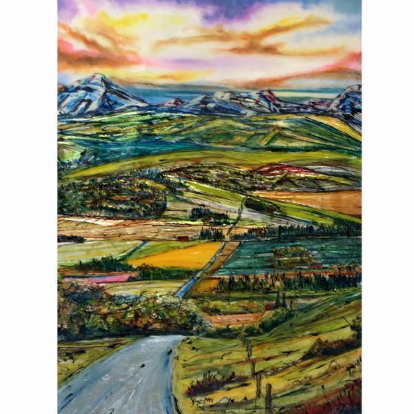 Stairway too, mixed media landscape painting by David Zimmerman | Effusion Art Gallery + Cast Glass Studio, Invermere BC