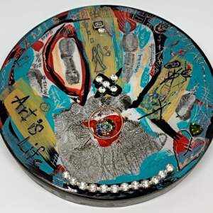 Palm Reader, mixed media painting by Karyn Chopik | Effusion Art Gallery + Cast Glass Studio, Invermere BC