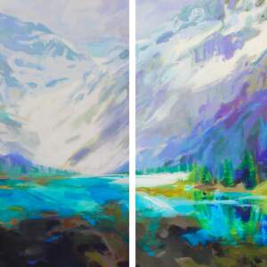 Twins, acrylic landscape painting by Becky Holuk | Effusion Art Gallery + Cast Glass Studio, Invermere BC