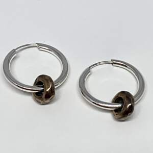 Sterling silver and bronze hoop earrings by Karyn Chopik | Effusion Art Gallery + Cast Glass Studio, Invermere BC